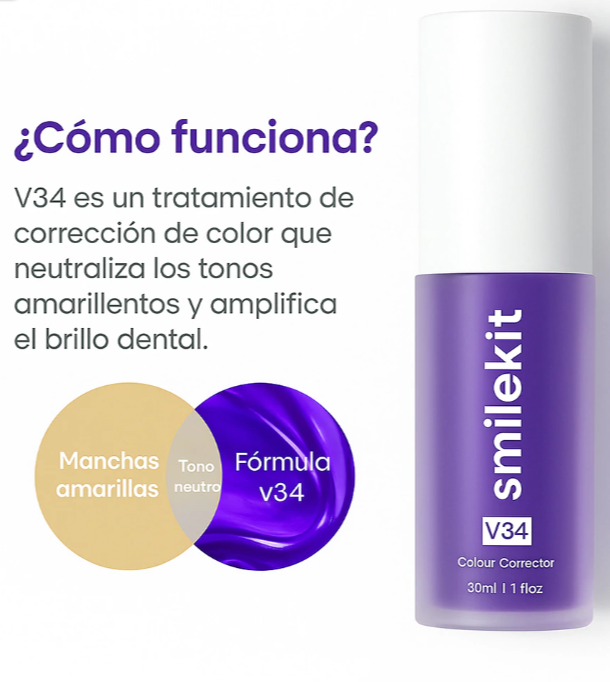 Blanqueador Dental V34 - Elimina los matices amarillos y revela un blanco brillante